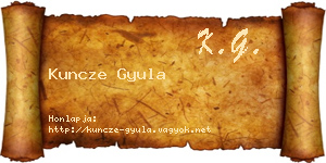Kuncze Gyula névjegykártya