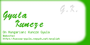 gyula kuncze business card